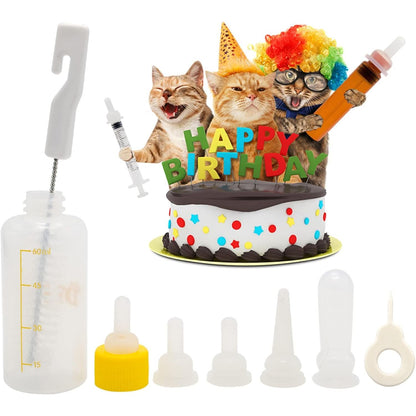 Puppy Kitten Bottle for Nursing, Newborn Baby Dog Cat Rabbit Feeding Bottles with Nipples Feeder Kit