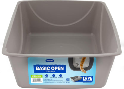 Petmate Open Litter Pan - Spacious Blue/Gray Design for Comfortable Cat Use, Made in the USA