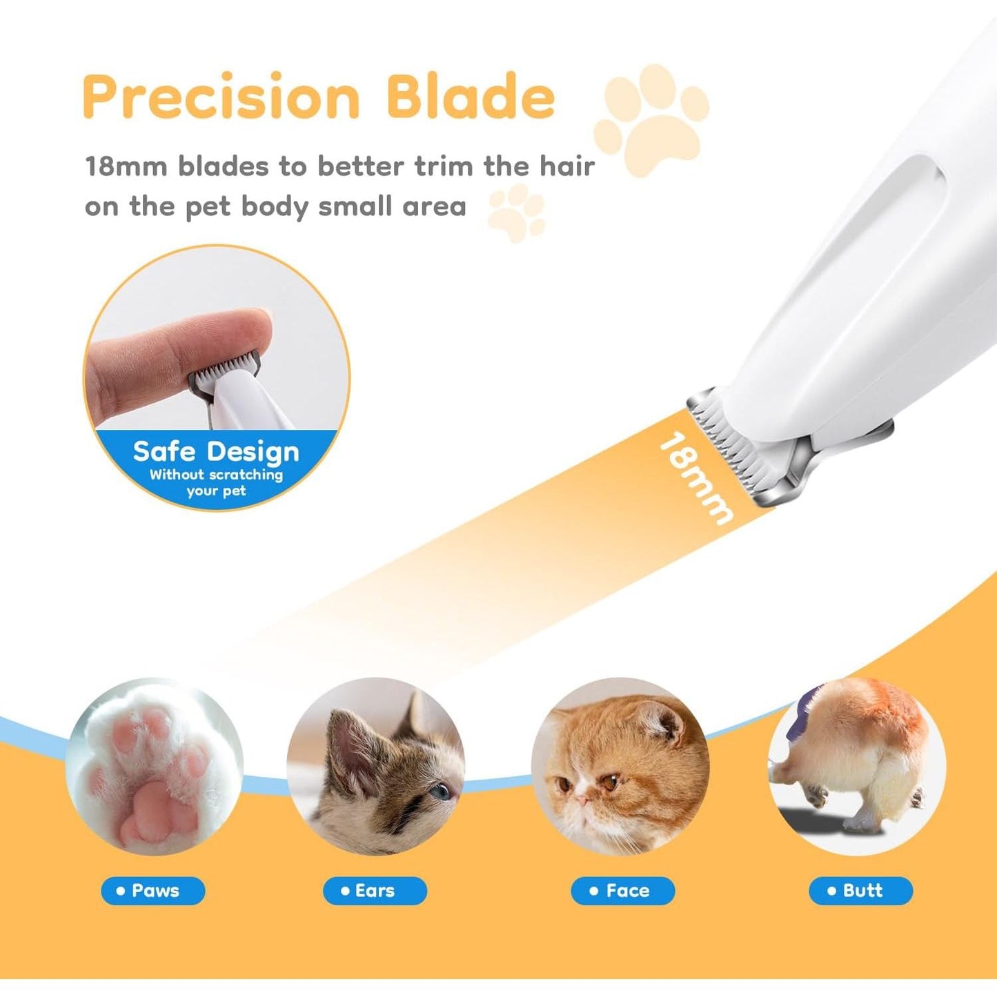Waterproof Rechargeable Pet Hair Trimmer with LED Light for Paws, Eyes, Ears, Face, and Buttocks - Quiet Operation for Small Dogs and Cats