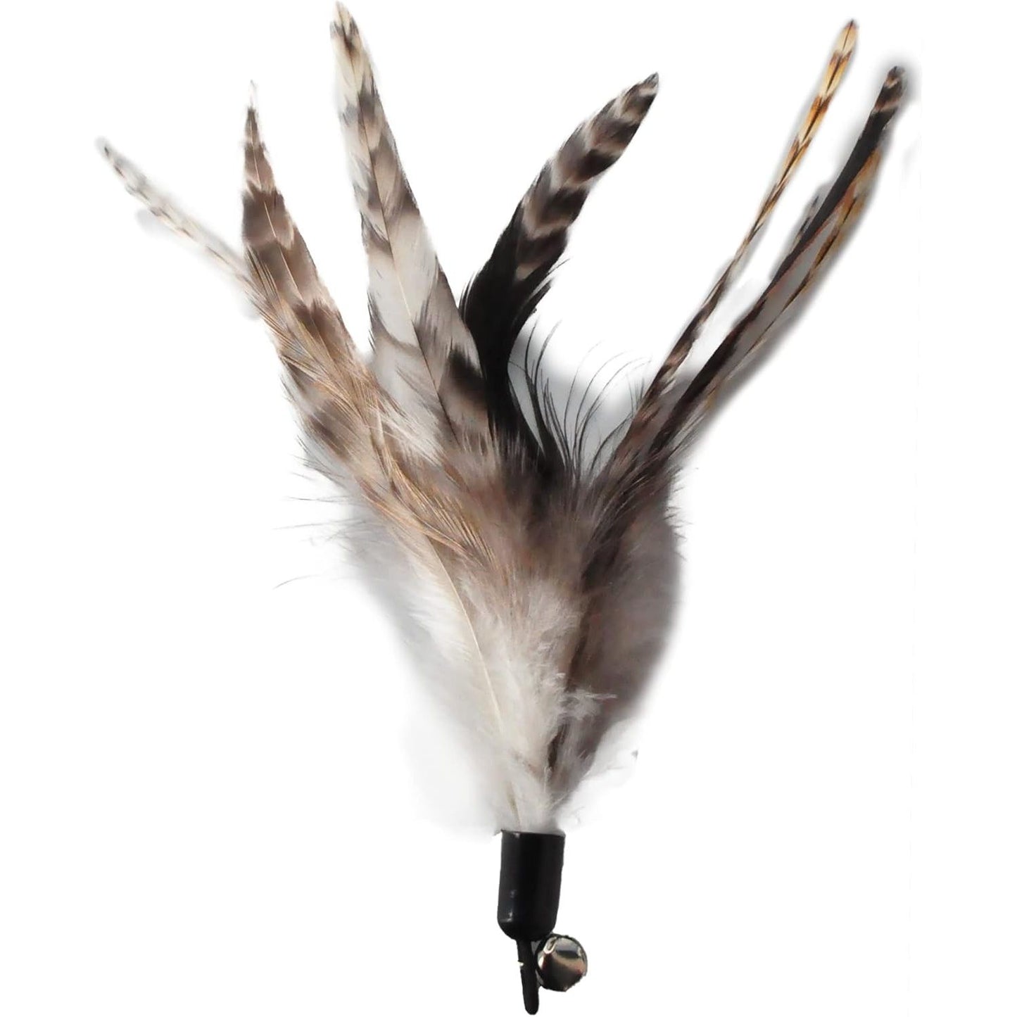 Natural Feather Cat Toy Set - Non-Toxic Wand and Refill Feathers for Indoor Play
