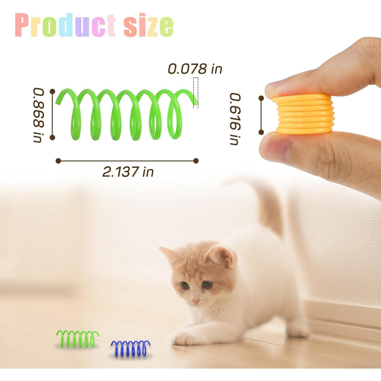 Andiker Interactive Cat Spiral Spring Toy Set - 12 Durable Plastic Toys for Engaging Play, Exercise, and Mental Stimulation