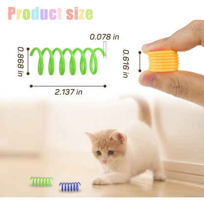 Andiker Interactive Cat Spiral Spring Toy Set - 12 Durable Plastic Toys for Engaging Play, Exercise, and Mental Stimulation