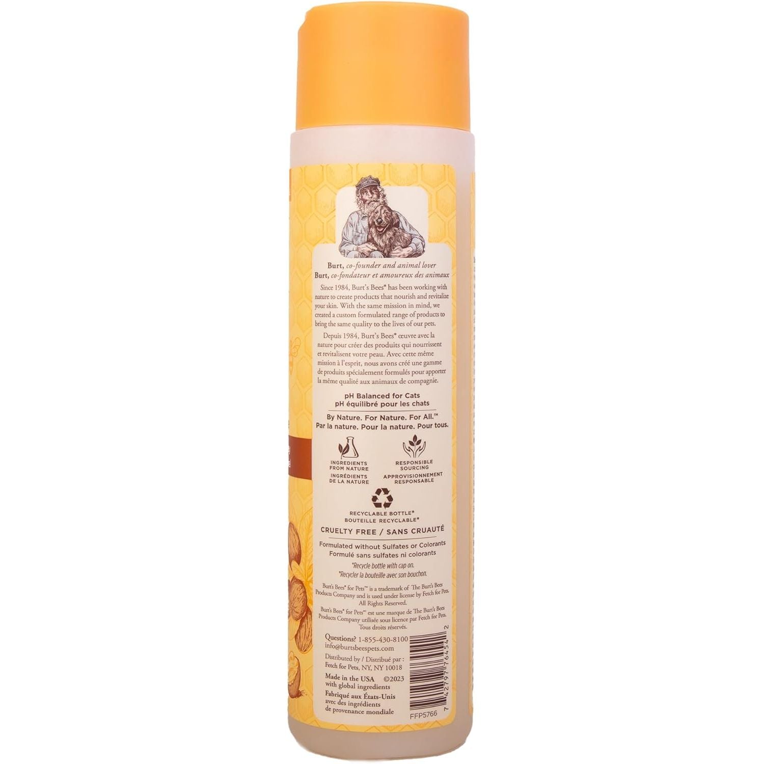 Burt’S Bees for Pets Hypoallergenic Cat Shampoo with Shea Butter and Honey, Gentle Kitten Shampoo for Indoor Cats with Dry or Sensitive Skin, Cat Bathing Supplies, 10 Fl Oz