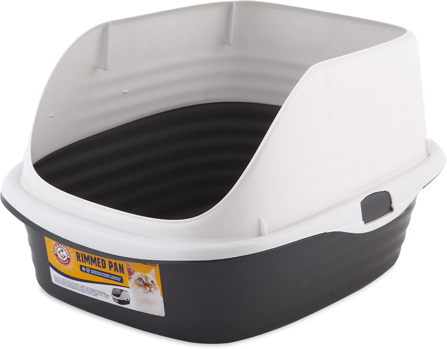 Arm & Hammer Rimmed Cat Litter Box - High-Sided Design with Odor Protection, Perfect for Indoor Cats