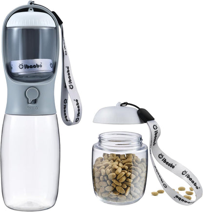 Cibaabo 2-in-1 Dog Water Bottle with Food Container - Perfect for Outdoor Adventures with Your Puppy!