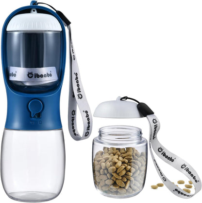 Cibaabo 2-in-1 Dog Water Bottle with Food Container - Perfect for Outdoor Adventures with Your Puppy!