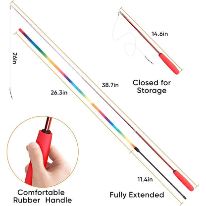 Interactive Cat Wand Toy Set - 13-Piece Feather and Teaser Collection for Indoor Cats, Promoting Exercise and Playtime Engagement