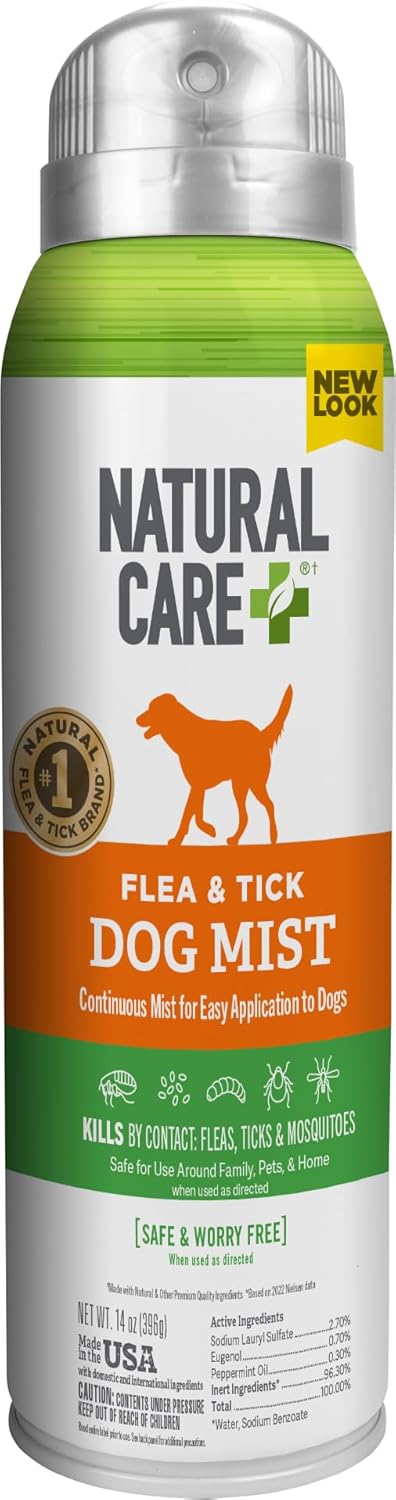Flea and Tick Spray for Dogs - Effective Flea and Tick Treatment with Certified Natural Oils - 14 Ounces