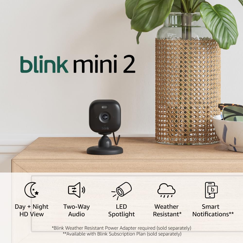 Enhance Your Home Security with the Blink Mini 2: HD Video, Color Night View, and Two-Way Audio - Perfect for Pets and Home Monitoring!