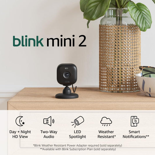 Enhance Your Home Security with the Blink Mini 2: HD Video, Color Night View, and Two-Way Audio - Perfect for Pets and Home Monitoring!