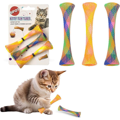 Kitty Fun Tubes Interactive Cat Toy Set | Bouncy Catnip-Infused Toys for Cats and Kittens | Pack of 3