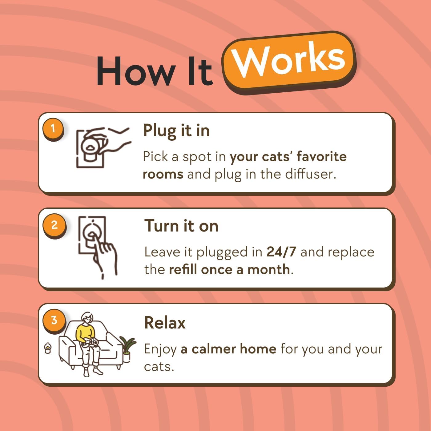 Therapetmd - Cat Calming Diffuser Pheromone Kit - Multi Cat Anxiety Relief Stress Reduction Plugin 700 Sq Ft Coverage Vet Recommended.