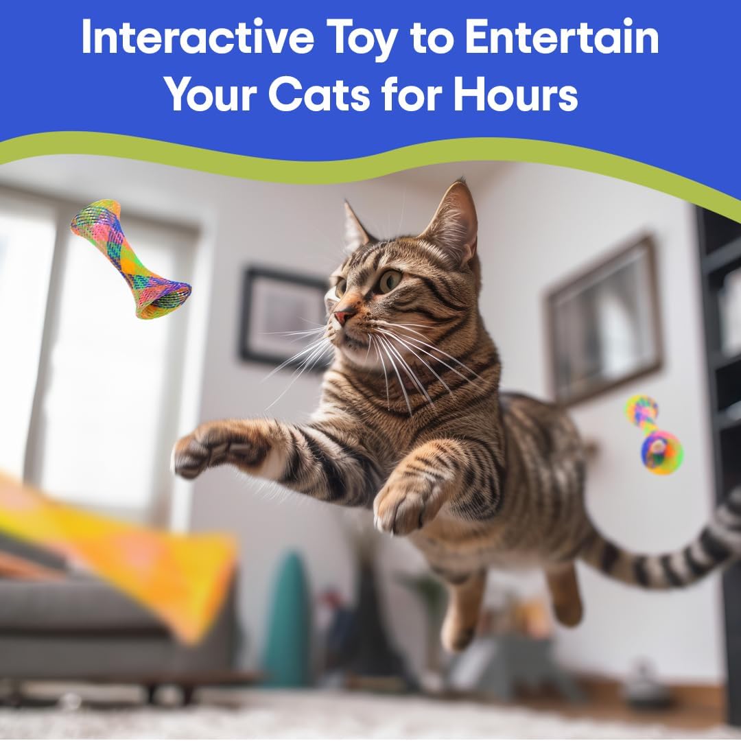 Kitty Fun Tubes Interactive Cat Toy Set | Bouncy Catnip-Infused Toys for Cats and Kittens | Pack of 3