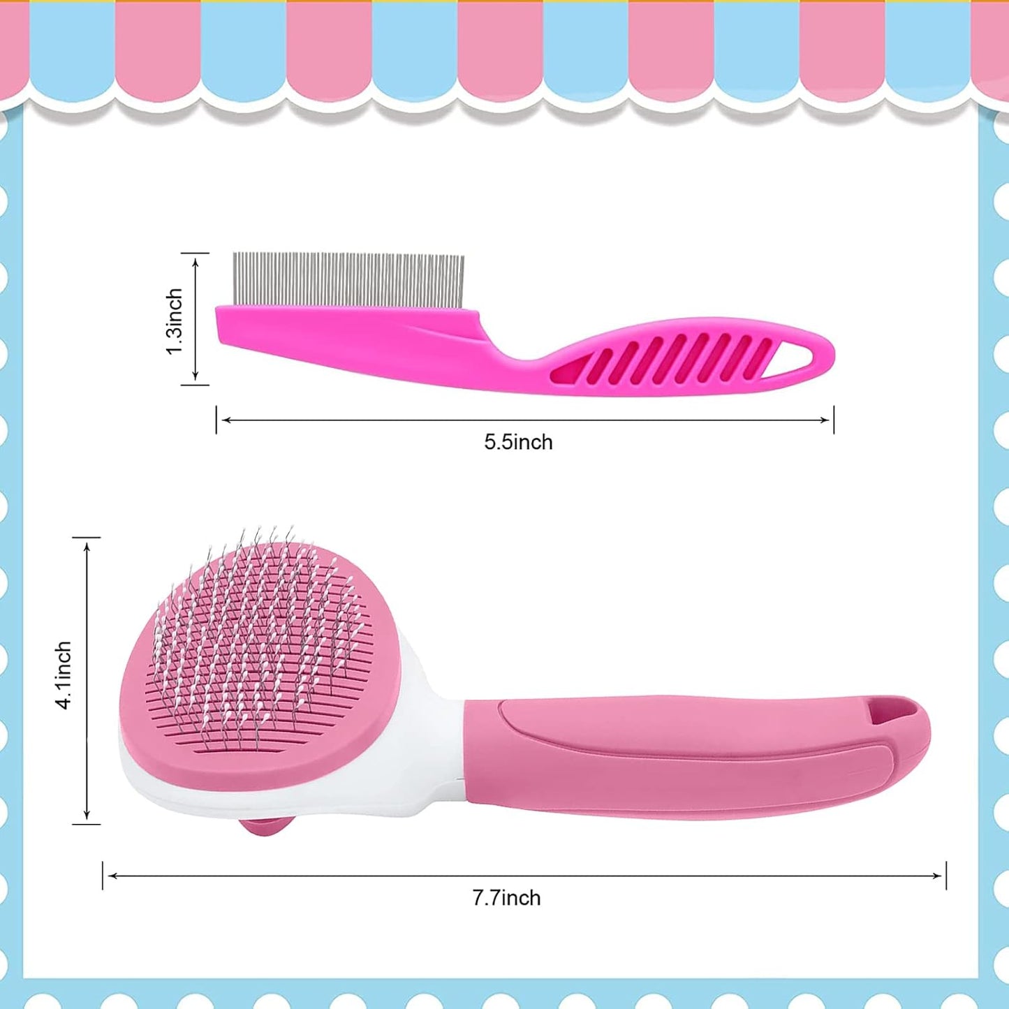Professional Pet Grooming Brush Set for Indoor Cats and Dogs, Featuring Metal Comb and Self-Cleaning Design with Release Button