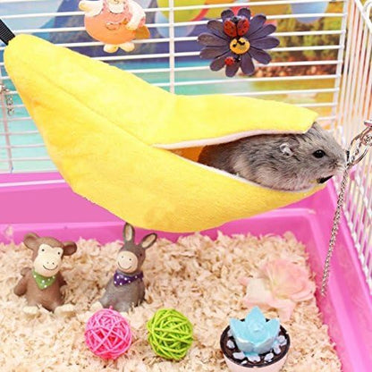 Themed Bed House and Hammock for Small Animals, Cozy Cage Nest for Sugar Gliders, Hamsters, and Small Birds
