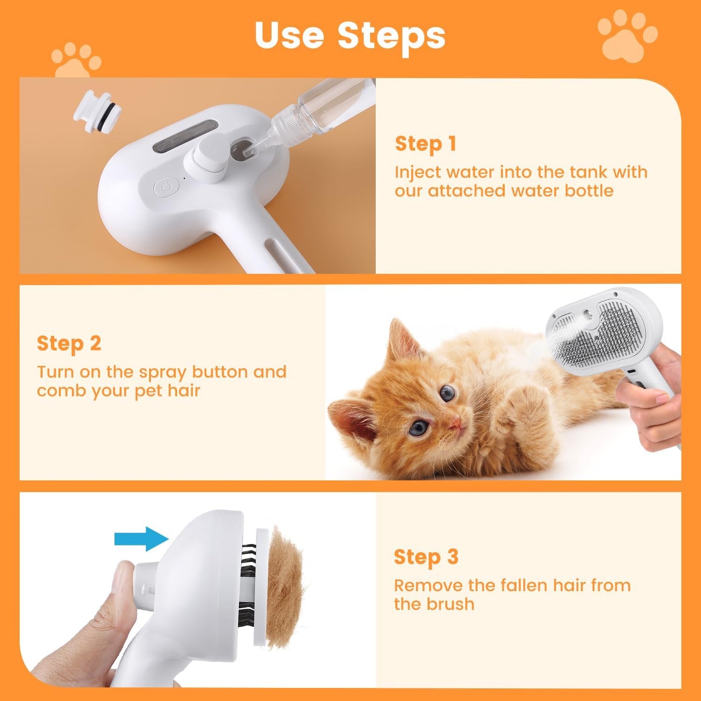 3 in 1 Cat Steam Brush 