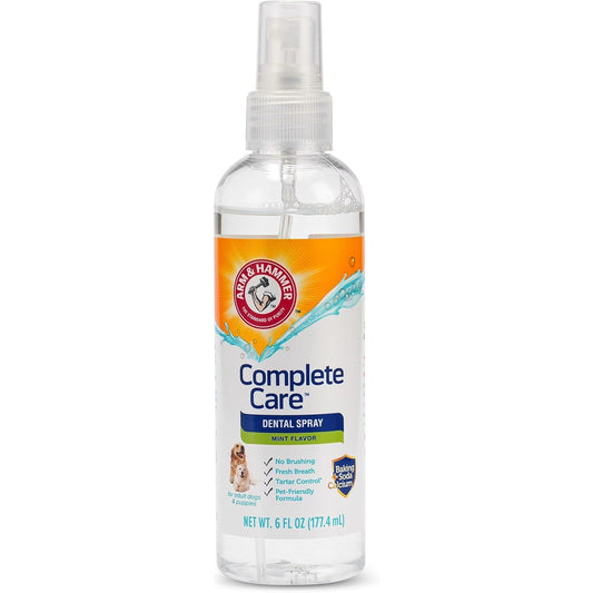 Arm & Hammer Complete Care Dog Dental Spray, Mint Flavor, Easy Brushless Dog Breath Freshener, Baking Soda Enhanced Formula for Fresh Dog Breath, 6Oz