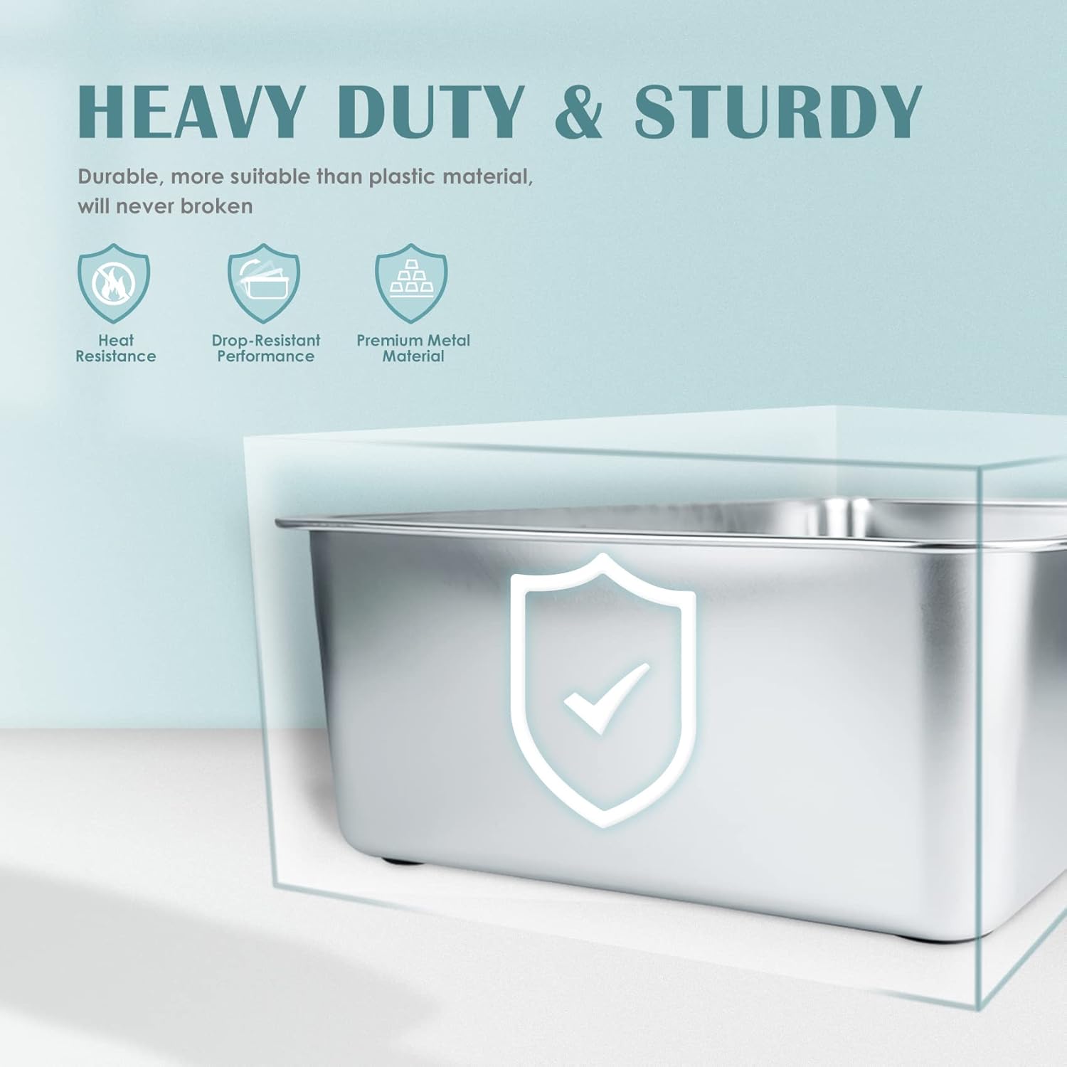 IKITCHEN Large Stainless Steel Cat Litter Box - Odor Resistant, Stain-Free, Rustproof, Non-Stick Surface with Anti-Slip Bottom - 19.5" L x 13.5" W x 6" H