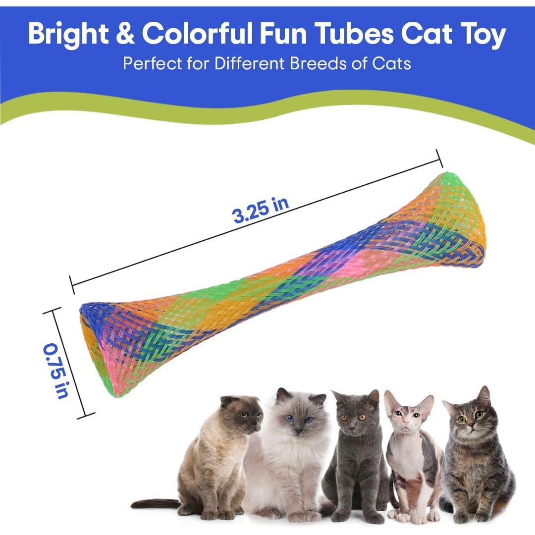 Kitty Fun Tubes Interactive Cat Toy Set | Bouncy Catnip-Infused Toys for Cats and Kittens | Pack of 3