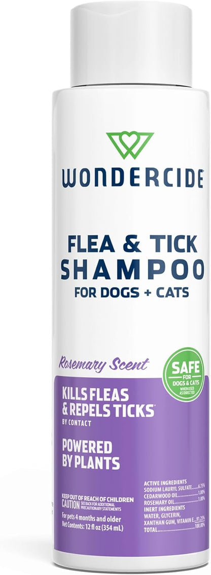 Flea and Tick Shampoo for Dogs and Cats - Natural Treatment for Pets Over 4 Months - 12 Fl Oz