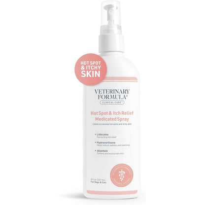 Veterinary Formula Clinical Care Medicated Spray for Hot Spot & Itch Relief - 8 Oz Spray for Dogs & Cats - Soothes Sensitive Skin & Reduces Scratching & Licking