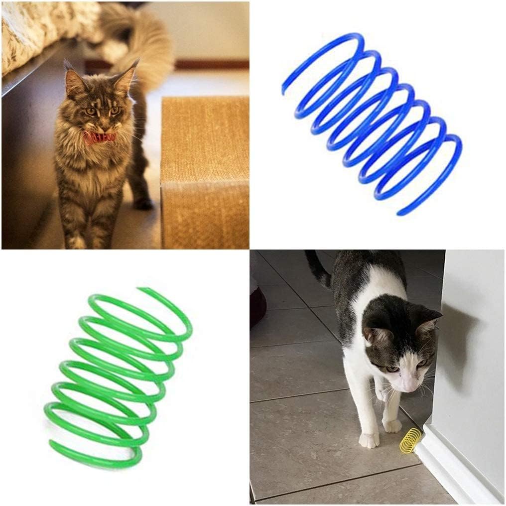 Andiker Interactive Cat Spiral Spring Toy Set - 12 Durable Plastic Toys for Engaging Play, Exercise, and Mental Stimulation