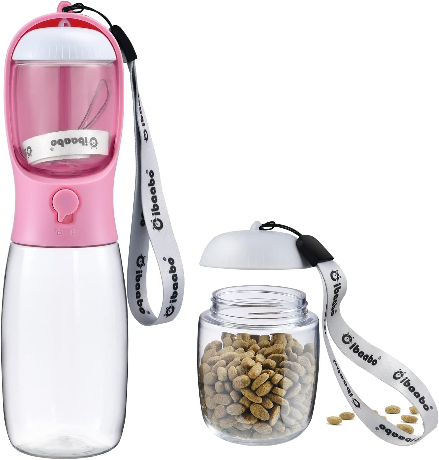 Cibaabo 2-in-1 Dog Water Bottle with Food Container - Perfect for Outdoor Adventures with Your Puppy!