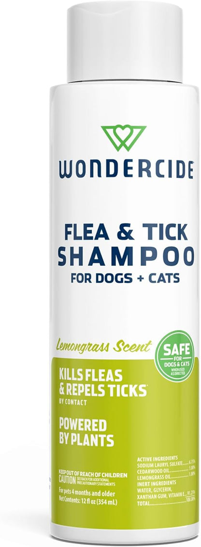 Flea and Tick Shampoo for Dogs and Cats - Natural Treatment for Pets Over 4 Months - 12 Fl Oz
