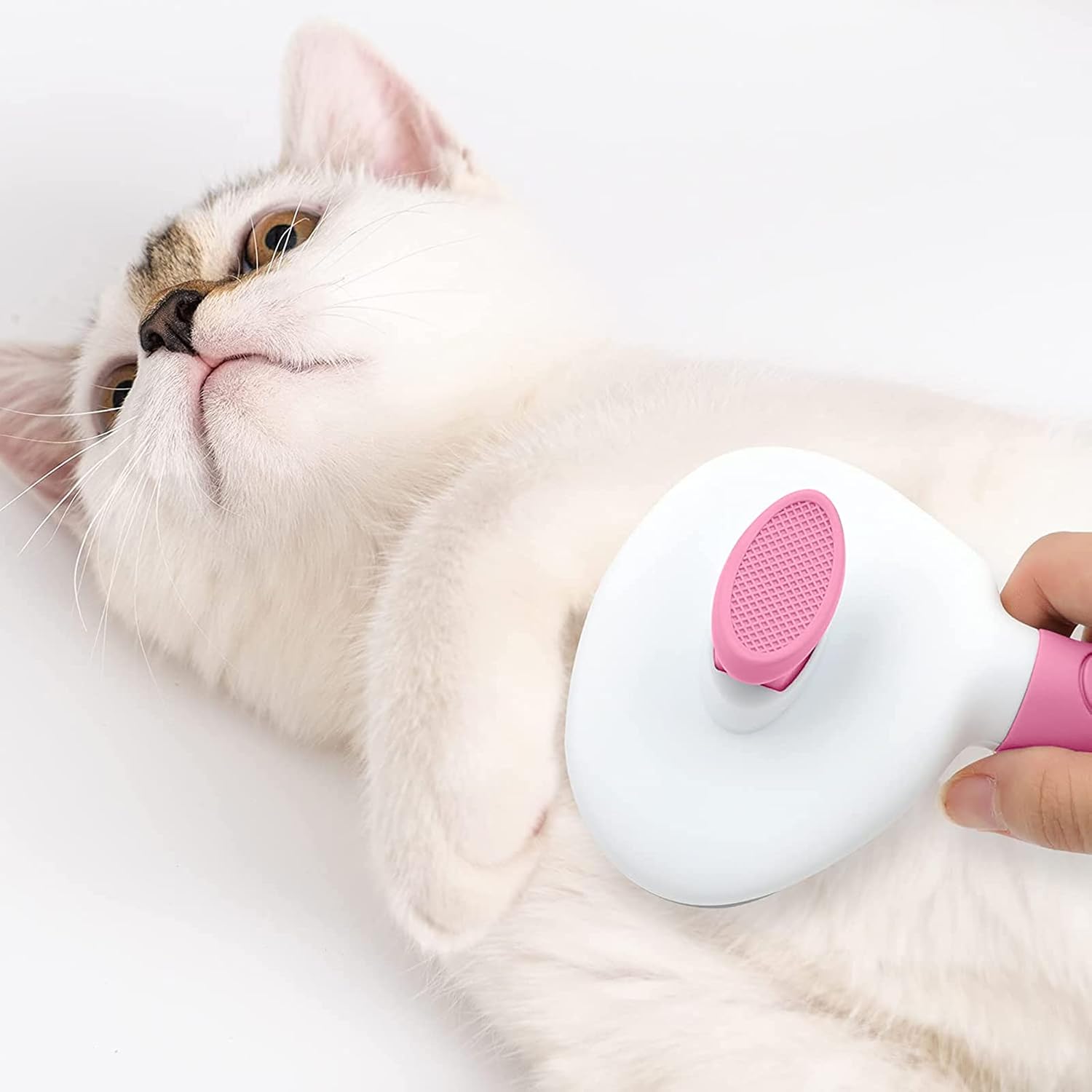 Professional Pet Grooming Brush Set for Indoor Cats and Dogs, Featuring Metal Comb and Self-Cleaning Design with Release Button