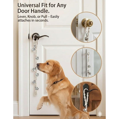 Adjustable Handmade Dog Door Bell for Potty Training - Premium Twisted Yarn, Beige