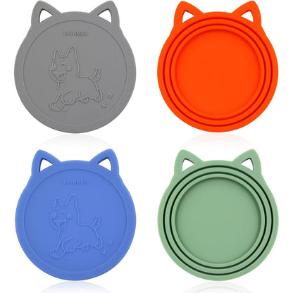Silicone Food Can Covers - 4 Pack, Universal BPA-Free Lids for Standard Size Pet Food Cans