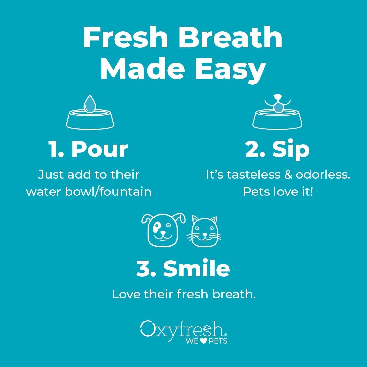 Premium Pet Dental Care Water Additive - Freshen Breath & Boost Oral Health in Dogs & Cats, Vet Recommended, 16 Oz