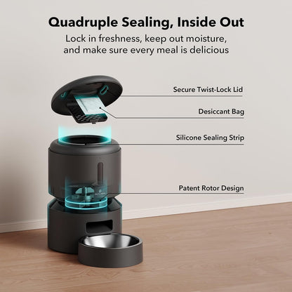 Automatic WiFi Cat Feeder – 5G Timed Dispenser with Freshness Seal, Up to 10 Meals/Day (48 Portions)