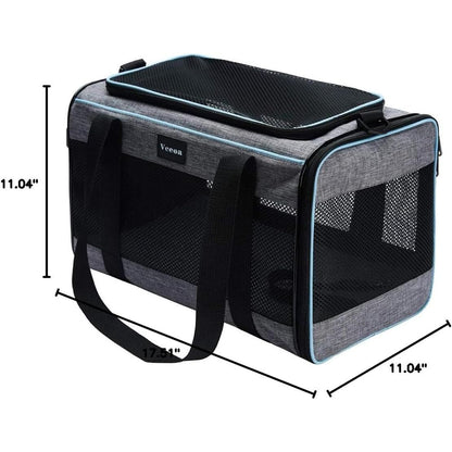 Soft-Sided Pet Carrier for Cats and Dogs up to 16 lbs - 17.5"x11"x11" Travel Bag for Pets
