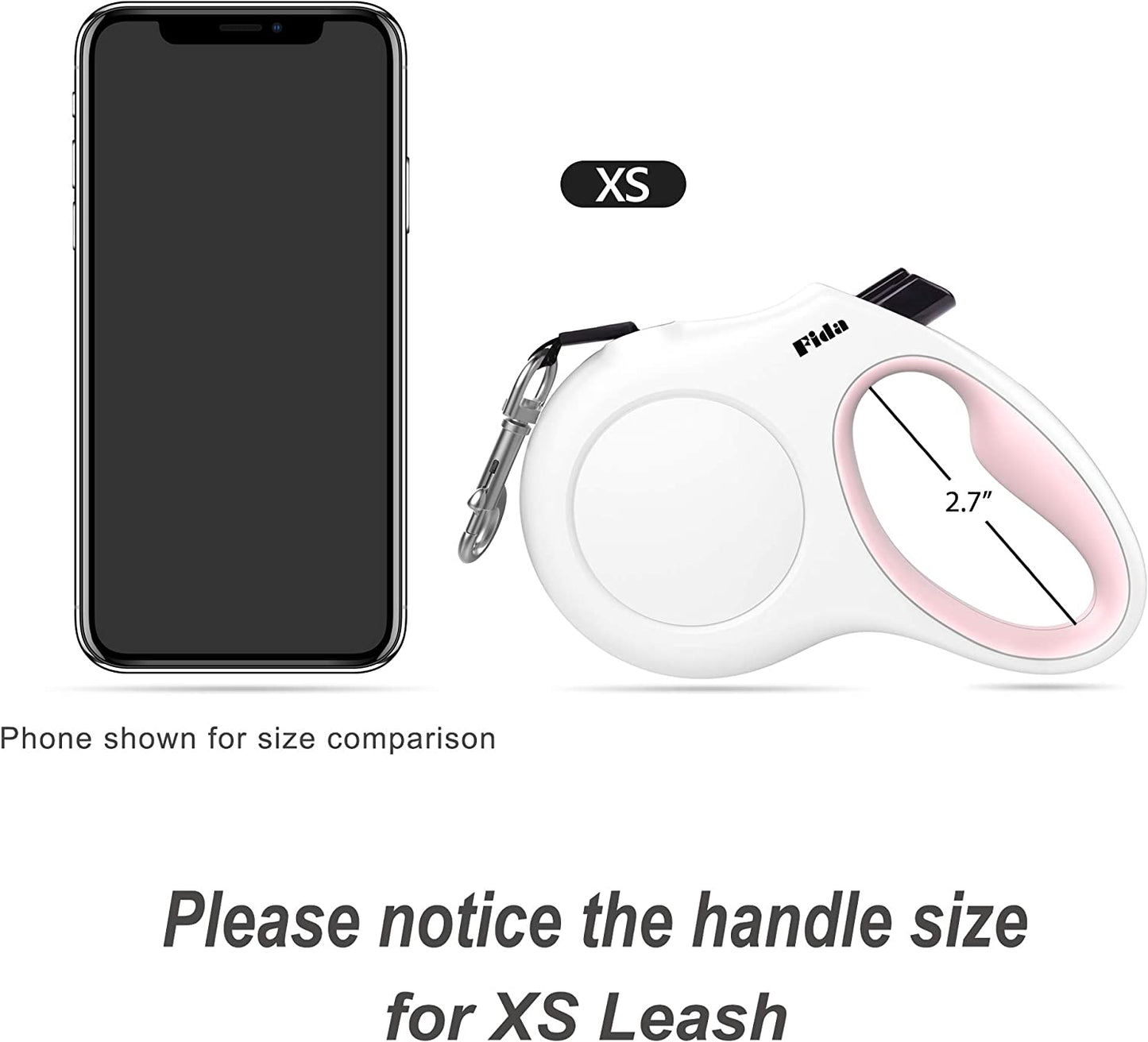 Retractable Dog Leash – 10 ft with Poop Bag Dispenser, Reflective & Tangle-Free for Pets up to 18 lbs (White, XS)