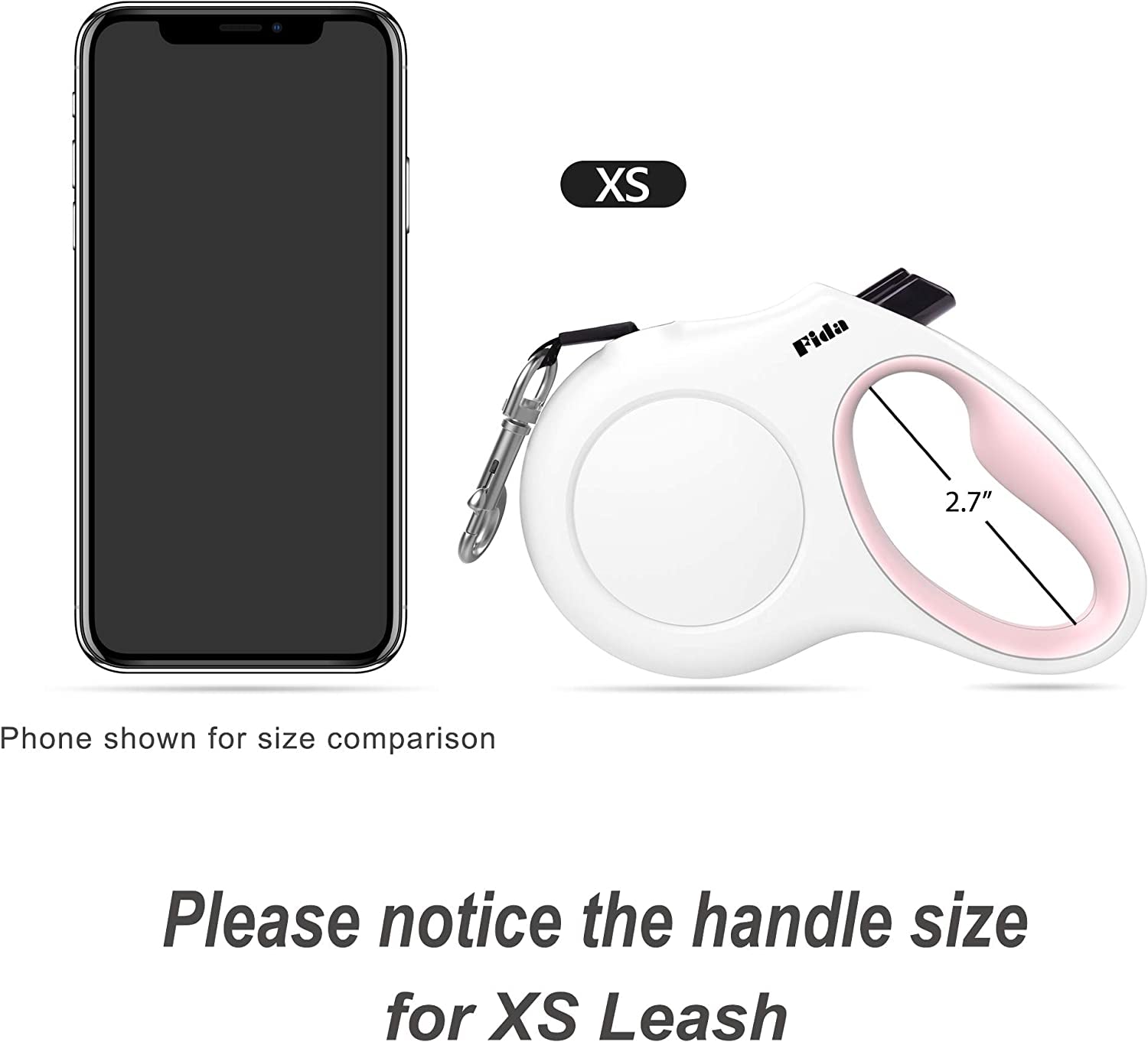 Retractable Dog Leash – 10 ft with Poop Bag Dispenser, Reflective & Tangle-Free for Pets up to 18 lbs (White, XS)