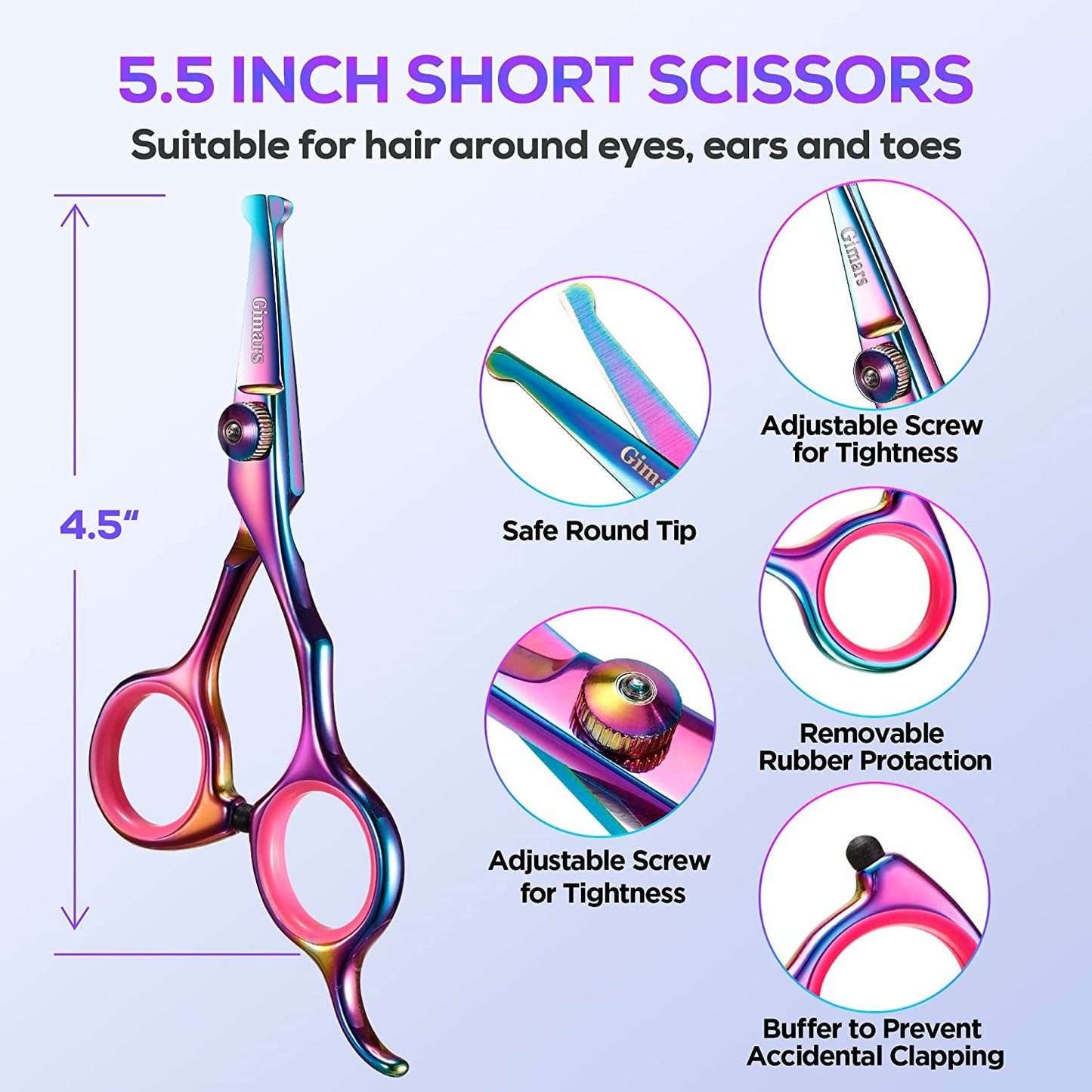 6-in-1 Professional Pet Grooming Scissors – Titanium-Coated Stainless Steel with Safety Tip for Dogs & Cats