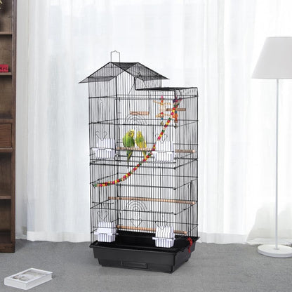 39'' Rooftop Bird Cage – Large Flight Cage with Toys for Parrots, Conures, Cockatiels & More