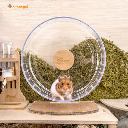 Silent Spinner Hamster Wheel – Adjustable Stand, Transparent (Medium) for Hamsters, Gerbils & Mice