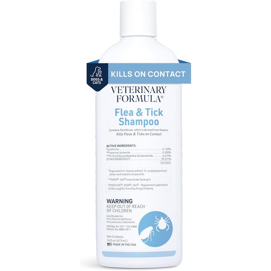 Flea and Tick Shampoo for Dogs and Cats, 16 oz.