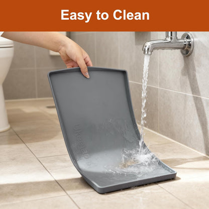 Waterproof Silicone Feeding Mat with Raised Edge, 19” x 12”, BPA-Free Non-Slip Design for Dogs and Cats, Spill-Proof Protection for Floors, Gray