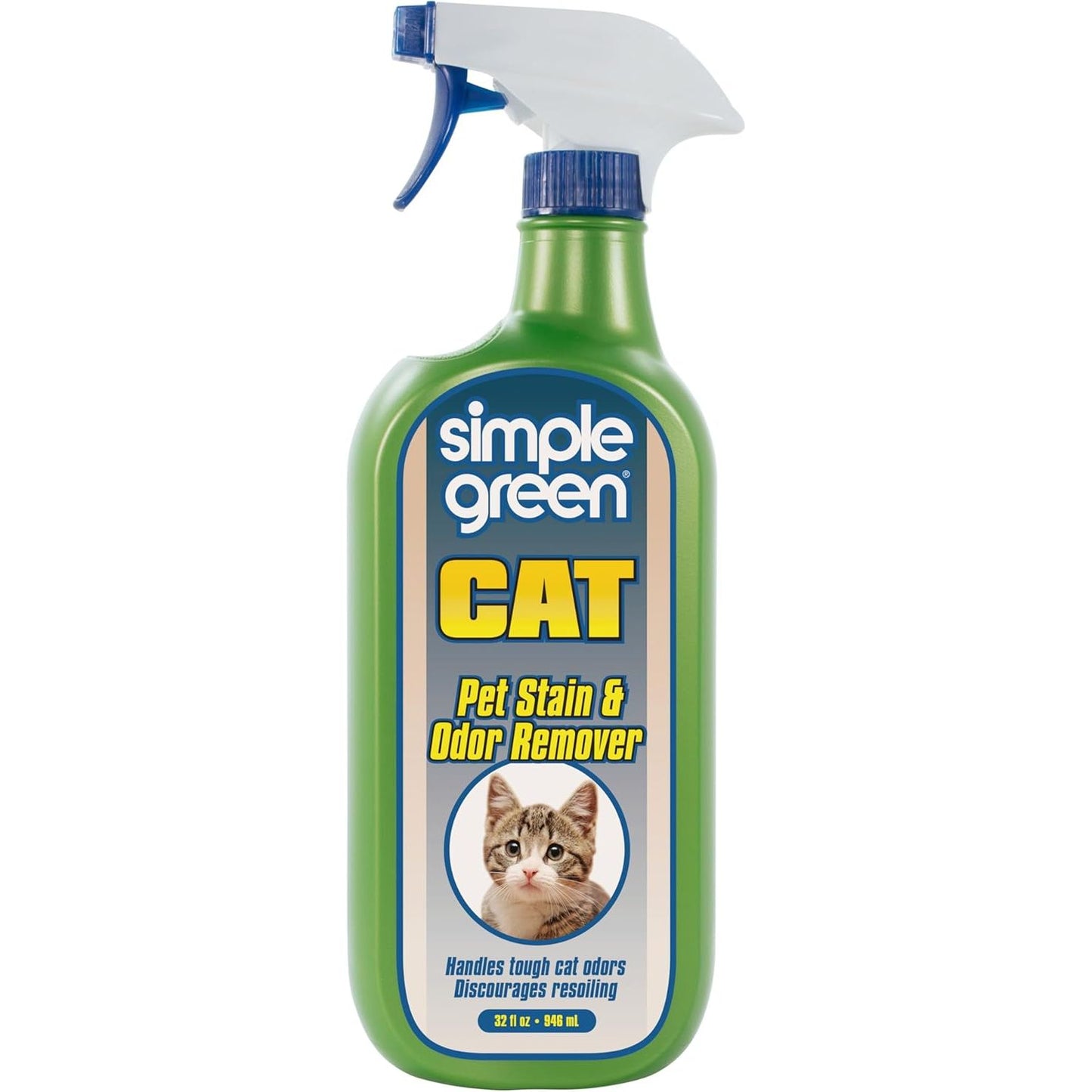 Cat Stain & Odor Remover - Enzyme Cleaner for Cat Urine, Feces, Blood, Vomit - 32Oz