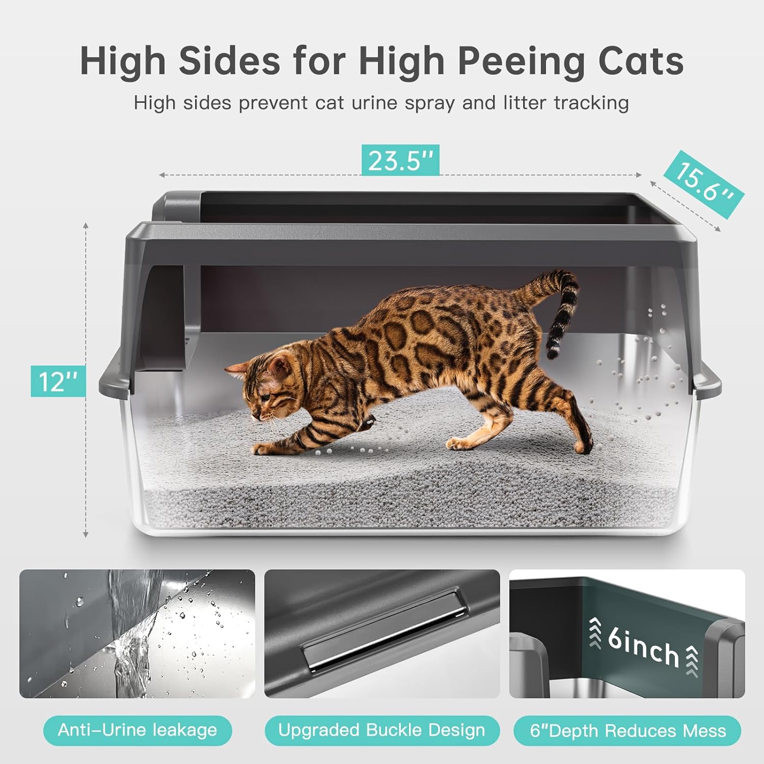 Premium Extra Large Enclosed Stainless Steel Cat Litter Box with Lid - Ideal for Big Cats and Multi-Cat Households, Odor-Resistant and Effortlessly Clean