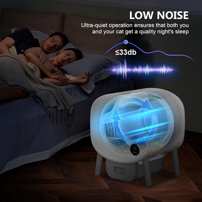 Self Cleaning Litter Box, Large Capacity Automatic Cat Litter Box Self Cleaning for Cats, App Control,Safety Protection, 2 Roll Garbage Bags,White & Grey