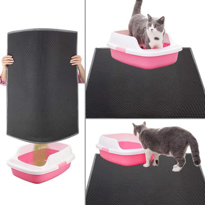 Double Layer Waterproof Cat Litter Mat - Urine-Proof Trapping Mat (Gray, 24 x 15 Inches)
