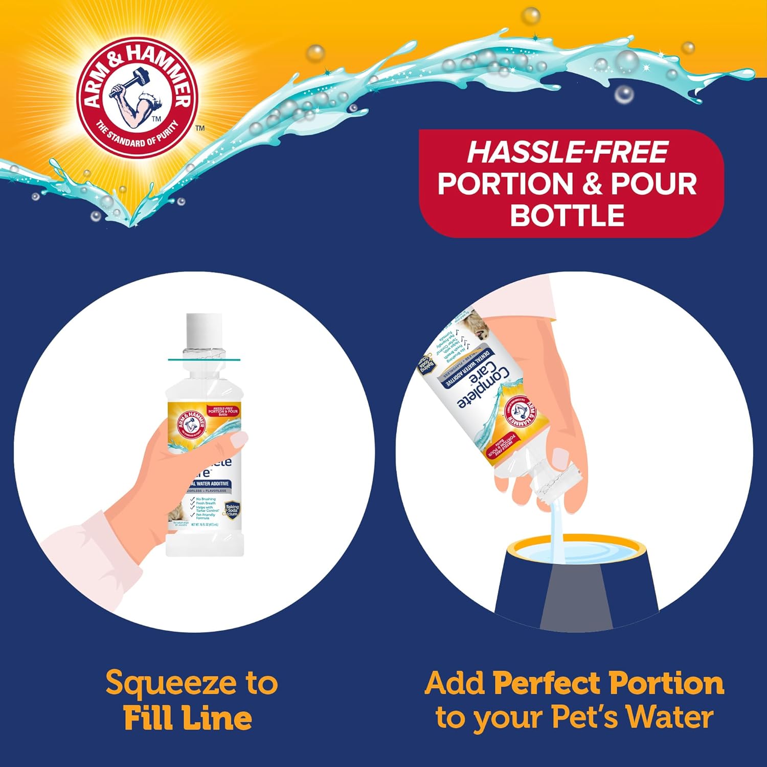Dental Water Additive for Dogs, 16 Fl Oz, Odorless and Flavorless Breath Freshener with Baking Soda for Tartar Control