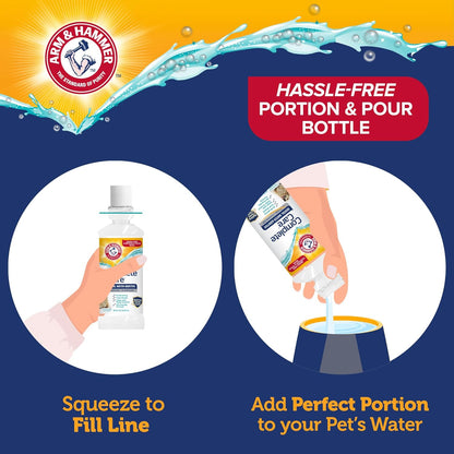 Dental Water Additive for Dogs, 16 Fl Oz, Odorless and Flavorless Breath Freshener with Baking Soda for Tartar Control