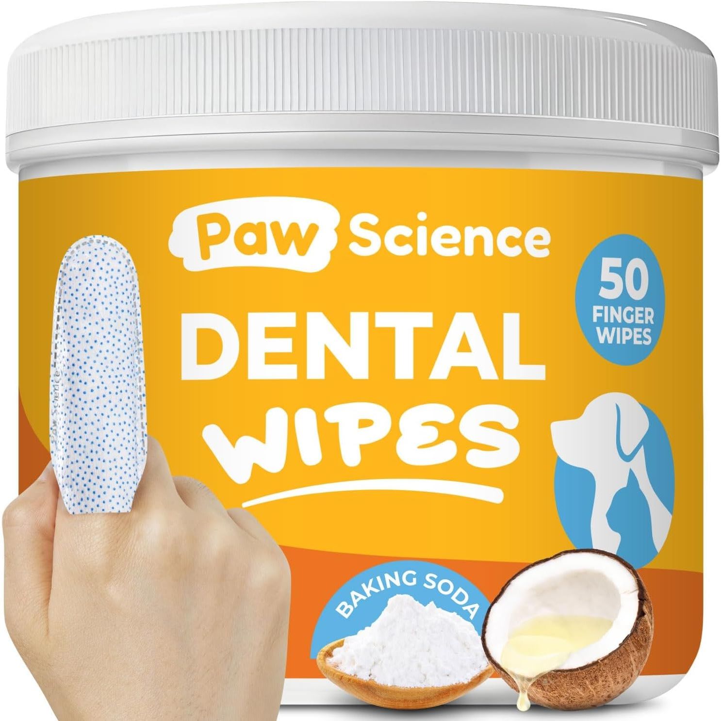 Dog & Cat Teeth Cleaning Wipes - Dental Finger Wipes for Cats & Dogs - Pet Toothbrush & Tooth Brushing Kit - Effective Teeth Cleaner 