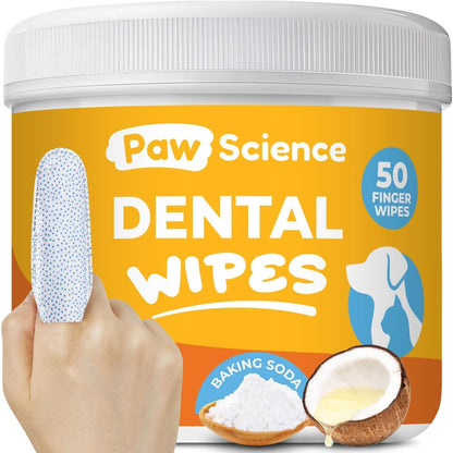 Dog & Cat Teeth Cleaning Wipes - Dental Finger Wipes for Cats & Dogs - Pet Toothbrush & Tooth Brushing Kit - Effective Teeth Cleaner 