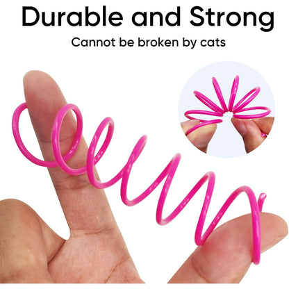 30-Pack Interactive Cat Spring Toys - Durable Colorful Plastic Spiral Springs for Indoor Cats and Kittens